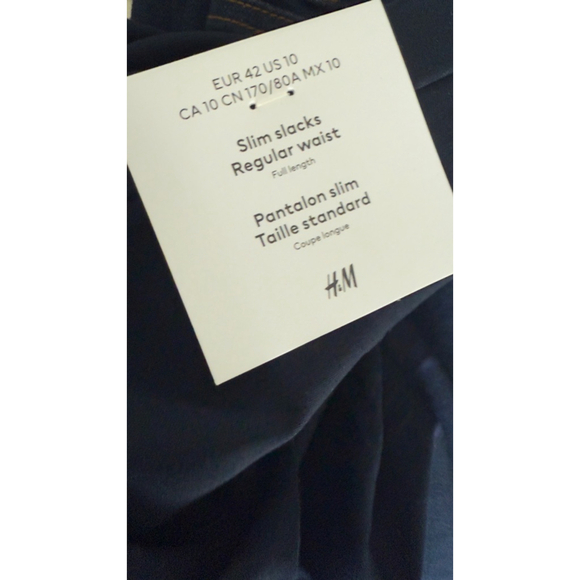 Women's H&M Navy Slim Slacks Trousers US 10 - Picture 5 of 8
